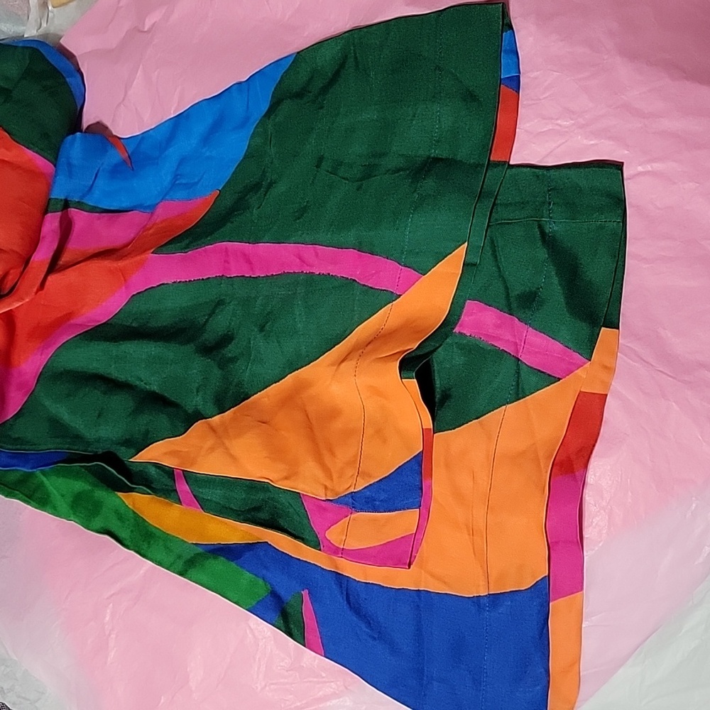 NWT Farm Rio Colorful Abstract Art Leaves Flared Viscose Pants Anthropologie - Picture 7 of 9